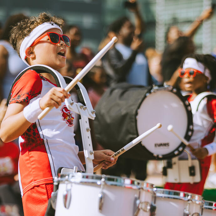Katherine Johnson Elementary School Crimson Thunder Drumline playing