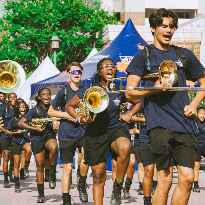 Denbigh High School band marching