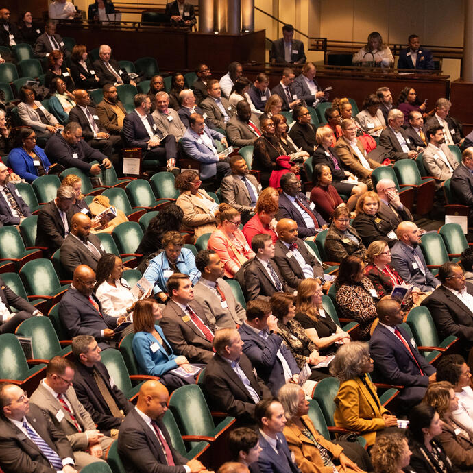 Overhead view of State of the City attendees during the presentation