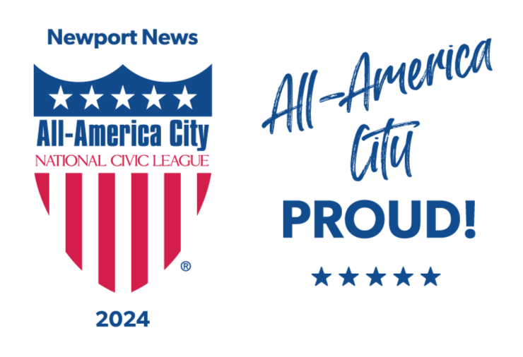 Newport News All-America City logo alongside the text "All-America City Proud"